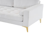 218*141*87cm Burlap Diamond Electroplated Gold Trident Legs Three Seats With Footstool Indoor 29311242