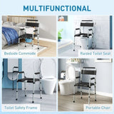 ZNTS Black multi-functional portable toilet chair with adjustable height 48179906