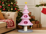 59in Large Tall Christmas Tree Cat Tower 2 Cat Condos & Scratching Post, Soft Fleece Cat Tree 91734077