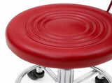 Round Shape Adjustable Salon Stool with Back and Line Red 80978423