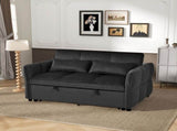 3-in-1 Pull Out Couch Bed with Reclining Backrest and Pillows Velvet material. suitable for living W2941P370580