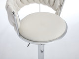 Set of 2 Bar Stools,with Chrome Footrest and Base Swivel Height Adjustable Mechanical Lifting Velvet W1249P247722
