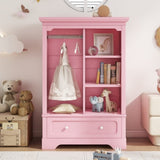Open children's wardrobe with a hanging rod and open shelves, one large drawer, low design close to W1580P257497