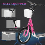 Youth Scooter with Adjustable Handlebars and plastic basket 16" Inflatable Rubber Tires -Pink 28314519