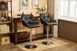 ZNTS Glasgow Contemporary Tufted Adjustable Height Hidraulic Bar Stools, Set of 2, Black T2574P164864