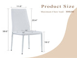 Modern White PU Dining Chairs Set of 4 - Diamond Quilted High Back Design with Silver Chrome Metal W2920P269762
