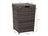 With Top Cover Iron Frame Rattan Trash Can Brown Gradient 87596867