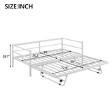 Twin Size Metal Daybed with LED and Adjustable Trundle, Pop Up Trundle, White N750P244915K