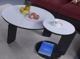 Set of 2 Round Nesting Coffee Table for Small Place, living room end table with white sintered stone W2899P405896