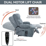 Grey Dual Motor Infinite Position Up to 350 LBS Chenille Power Lift Recliner Chair, Heavy Duty W3224P294319