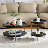 2-Piece Modern 2 tier Round Coffee Table Set for Living Room,Easy Assembly Nesting Coffee Tables, W2582P167726
