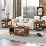 Rectangular Wood Coffee Table for Living Room, 41.5-Inch Coffee Table with Solid Wood Legs, Wood W1202P177315