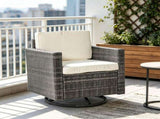 Cream White PE Wicker Outdoor Swivel Rocker 360&deg Patio Glider Chair for Porch, Backyard, Deck 87045009