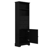 ZNTS Black Tall Storage Cabinet with 3 Drawers and Adjustable Shelves for Bathroom, Study, Office and WF323347AAB