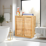 Bamboo Laundry Hamper with Lid Foldable Clothes Basket with 2-Section Removable Liner Bag, 91307631