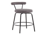 Contemporary Counter Stool in Black Steel and Charcoal Fabric - Set of 2 B202P222100