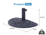 20 lbs Black Half Round Rose Pattern Outdoor Patio Umbrella Base umbrella Stand for Patio, Yard, 45600899