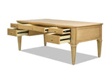 Dauphin Gold Accent 5-Drawer Wood Executive Desk Natural Brown Ash Wood & Veneer B2719P238477