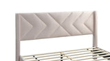 ZNTS Elegant Modern Light Pink Velvet Upholstered Queen Size Bed Clean Lines Design Headboard 1pc B011P238935