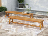 Outdoor Dining Benches , Contemporary Acacia Wood Patio Bench with Teak Finish N770P358871T
