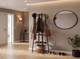 71.5 in. Industrial Coat Rack with 8 Hooks and 3-Tier Storage Shelves, Rustic Brown and Black 53310809
