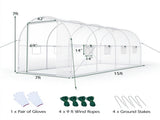 Walk-in Tunnel Greenhouse 1577 FT, Galvanized Steel Frame with 8 Mesh Windows & Roll-Up Zipper 24811007