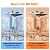 ZNTS 72 inch Ceiling Fans no Light with Remote Control, 8 Reversible Blade, Quiet DC Motor, Timer W2352P221668