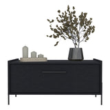 ZNTS Coffee Table 15.6" H, 1 shelf, 4 legs, Black B097P250877