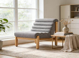 Fluffy Accent Chair Gray with Natural Solid Wood Frame N767P366257G