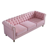Chesterfield Velvet Sofa 84.65 inch for Living Room PINK Color W579104834