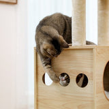 ZNTS Modern Luxury Cat Tree Wooden Multi-Level Cat Tower Cat Sky Castle With 2 Cozy Condos, Cozy Perch, 30428958