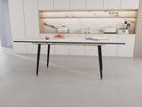 47"-63" extendable MDF modern table and chair set, suitable for 2-6 people, elegant white 22987108