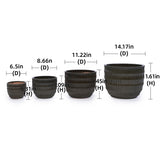 Handmade Dark Coffee Ceramic Planter Set of 4 , Indoor/Outdoor Flower Pot for W3273P321575