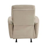 Modern Living Room 1pc Power Rocker Reclining Chair Light Brown Velvet Upholstery Solid Wood Frame B011P264607