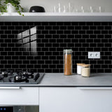 48 Pcs Black Design Glossy Peel And Stick Wall Tile, Transfer Self Adhesive Waterproof And Easy To 68751613