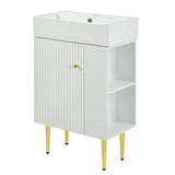 21.6" white Bathroom vanity, Combo Cabinet, Bathroom Storage Cabinet, Single Ceramic Sink, Right 79483389