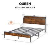 ZNTS Bed frame with charging station queen size,87.80'' L x 61.80'' W x 39.2'' H W1162123743