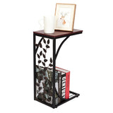 54*30.5*21CM Leaf Pattern Iron Side Table Coffee Table Brown 84392576