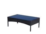 4 PC Rattan Patio Furniture Set Outdoor Patio Cushioned Seat Wicker Sofa W209P149123