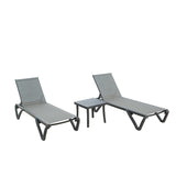 ZNTS Patio Chaise Lounge Chair Set of 3,Outdoor Aluminum Polypropylene Sunbathing Chair with 5 Adjustable W1859109841