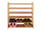 Concise Rectangle 6 Tiers Bamboo Shoe Rack Wood Color 70992386