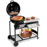 ZNTS Portable Charcoal Grill with Cart, BBQ Charcoal Grill with Porcelain-Enameled Lid & Slide Out Ash 02203572