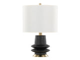 Lloyd 26" Contemporary Polyresin Table Lamp in Sanded Matte Black Polyresin, Modern Brass and White B202P224002