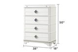 Laguna Modern Style 4-Drawer Chest Made with Wood, Hidden Jewlry Drawer and Crystal Accents in White B009P270826