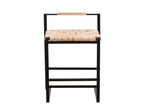 Set of 2 Water Hyacinth Woven Bar Stools with Back Support Counter Height Dining Chairs for Kitchen, W1757104751