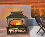 ZNTS 37-Inch Rectangular Metal Outdoor Wood place - Outdoor Fireplace with Built-in Log 58403739