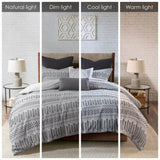 Cotton Jacquard Comforter Mini Set Grey/Black Full/Queen B035128809