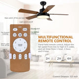 ZNTS 44-inch Ceiling Fan with LED Light and Remote Control, 6-Speed Modes, 2 Rotating Modes, Timer, W1134P230320