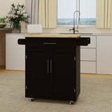 ZNTS Kitchen island rolling trolley cart with 1 drawer & 2 doors with Adjustable Shelves & towel rack & W282P184187