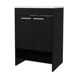 Shell Bathroom Vanity with 2 Doors and Open Storage, Wengue B128P314798